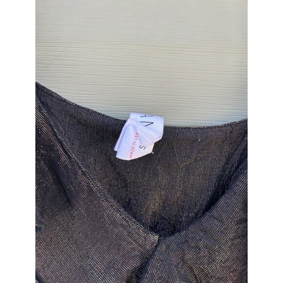 Amadi Anthropologie Women's Bronze Alley Shimmer Ruffle Mini Dress Small - Picture 4 of 8